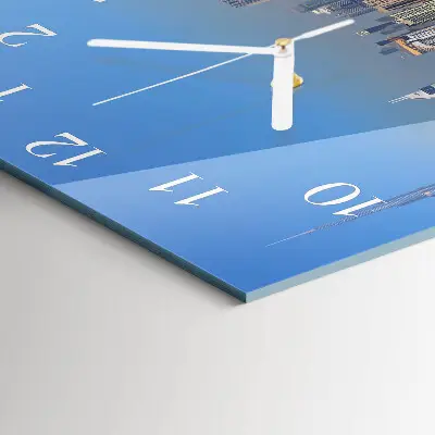Moderne wandklok glas vierkant Dubai horizon