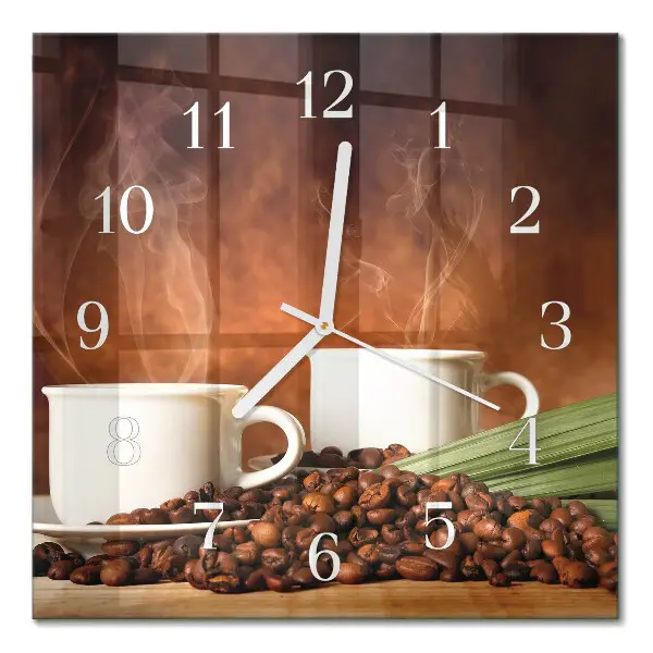 Decoratieve glazen klok vierkant Kopjes koffie
