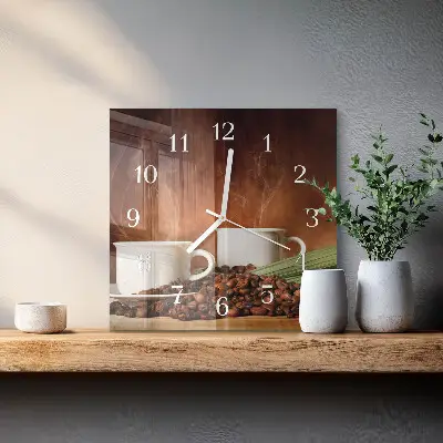 Decoratieve glazen klok vierkant Kopjes koffie
