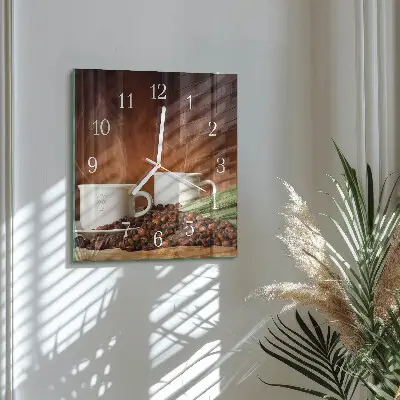 Decoratieve glazen klok vierkant Kopjes koffie