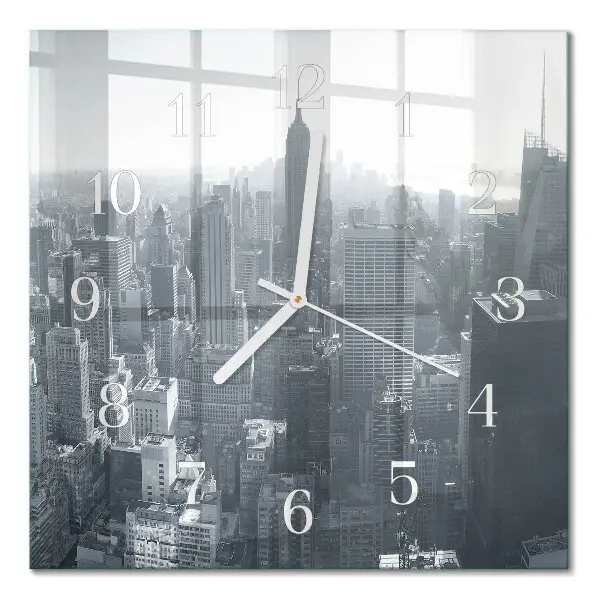 Moderne wandklok glas vierkant Horizon