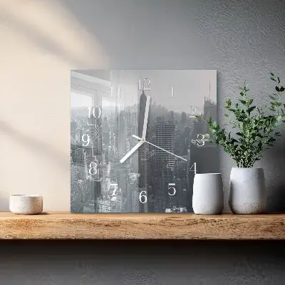 Moderne wandklok glas vierkant Horizon