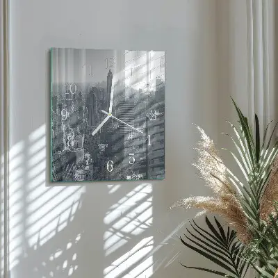 Moderne wandklok glas vierkant Horizon