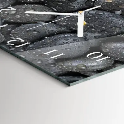 Vierkante glazen wandklok Stenen water