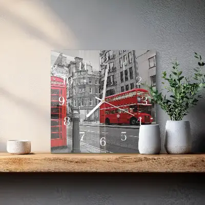Moderne wandklok glas vierkant Rode bus
