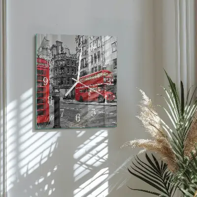 Moderne wandklok glas vierkant Rode bus