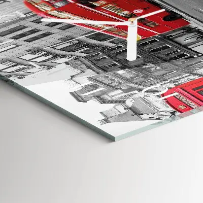 Moderne wandklok glas vierkant Rode bus