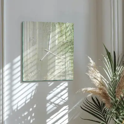 Vierkante glas klok Bamboe