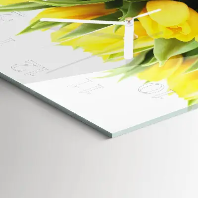 Vierkante glazen wandklok Tulpen