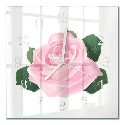 Moderne wandklok glas vierkant Roos