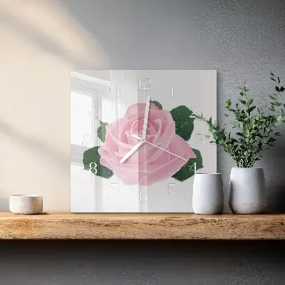 Moderne wandklok glas vierkant Roos