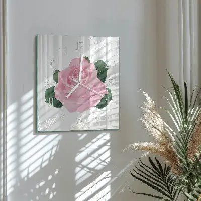 Moderne wandklok glas vierkant Roos