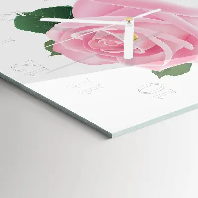 Moderne wandklok glas vierkant Roos