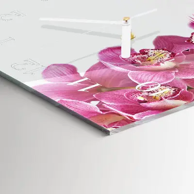 Vierkante glas klok Orchidee