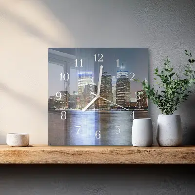 Vierkante glazen wandklok Horizon