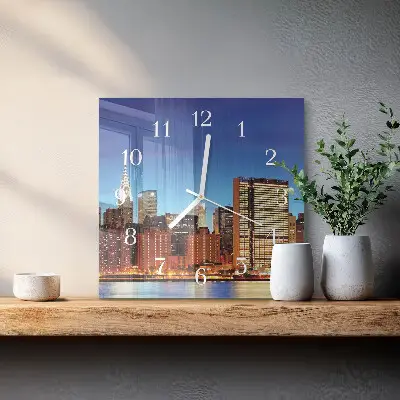 Vierkante glazen wandklok Horizon