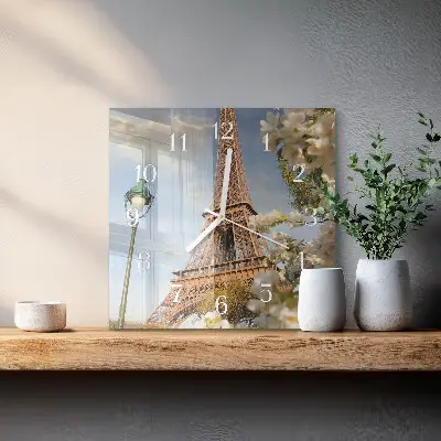 Vierkante glazen klok Eiffeltoren parijs