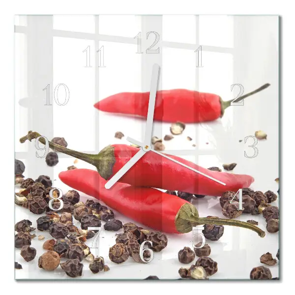 Moderne wandklok glas vierkant Chilipepers