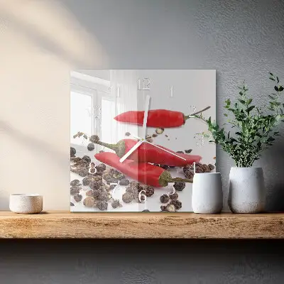 Moderne wandklok glas vierkant Chilipepers
