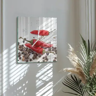 Moderne wandklok glas vierkant Chilipepers