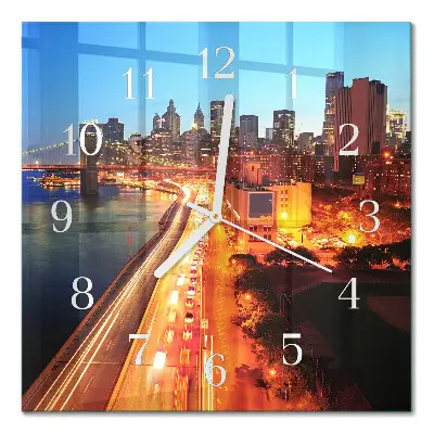 Moderne wandklok glas vierkant Horizon