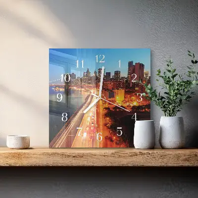 Moderne wandklok glas vierkant Horizon