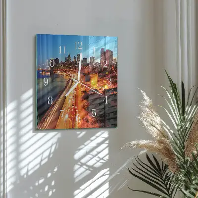 Moderne wandklok glas vierkant Horizon