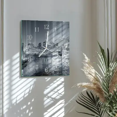 Decoratieve glazen klok vierkant Nachthorizon