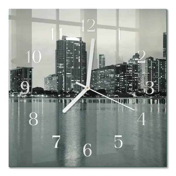 Moderne wandklok glas vierkant Horizon