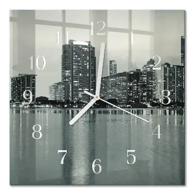Moderne wandklok glas vierkant Horizon