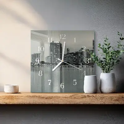 Moderne wandklok glas vierkant Horizon