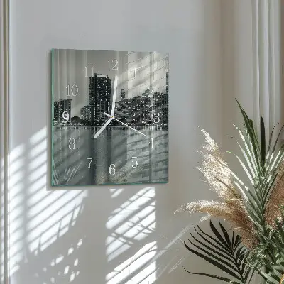 Moderne wandklok glas vierkant Horizon