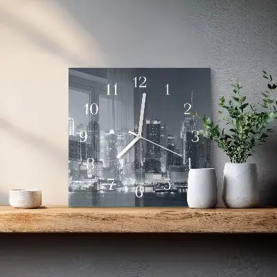 Vierkante glas klok Nachthorizon