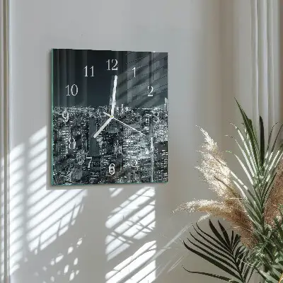 Vierkante glazen wandklok Nachthorizon