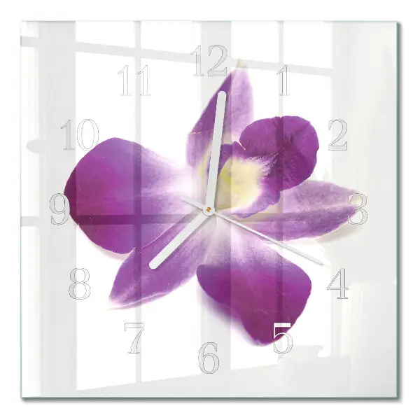 Decoratieve glazen klok vierkant Orchideebloem