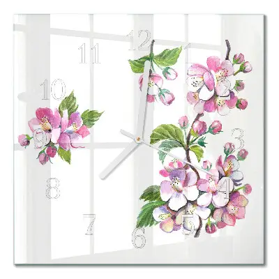 Moderne wandklok glas vierkant Bloemen