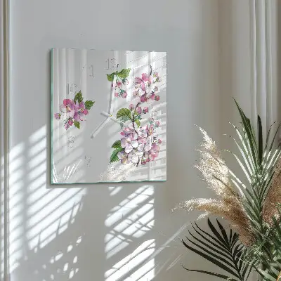 Moderne wandklok glas vierkant Bloemen