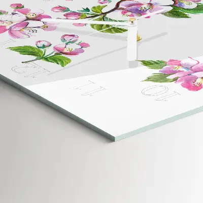 Moderne wandklok glas vierkant Bloemen