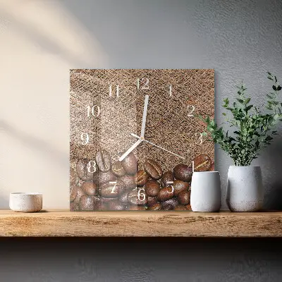Vierkante glas klok Koffiebonen