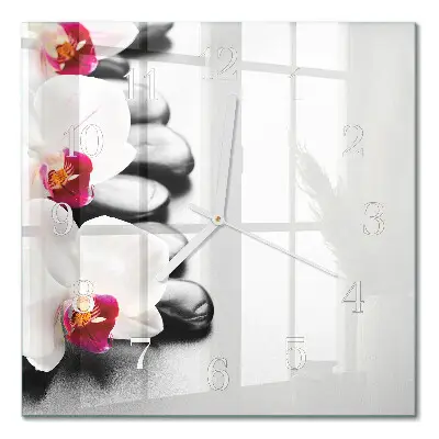 Decoratieve glazen klok vierkant Stenen en orchidee