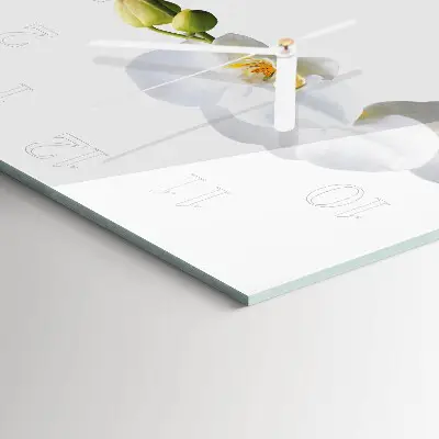 Vierkante glazen klok Orchidee