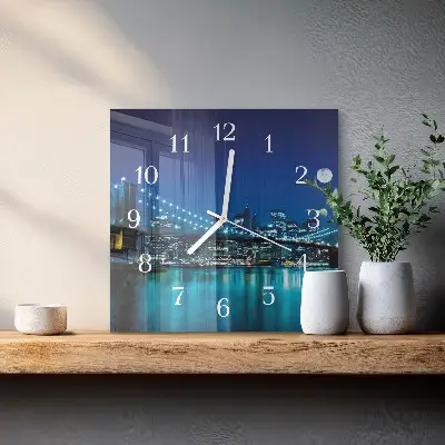 Moderne wandklok glas vierkant Nachthorizon