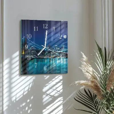 Moderne wandklok glas vierkant Nachthorizon