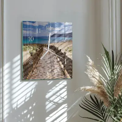 Vierkante glas klok Strand zee