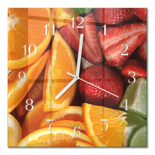 Decoratieve glazen klok vierkant Fruit