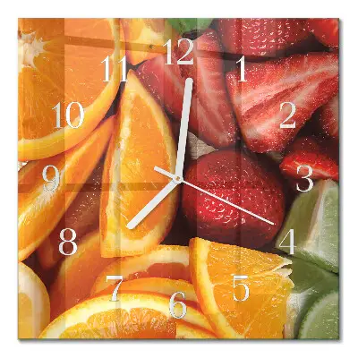 Decoratieve glazen klok vierkant Fruit