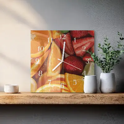 Decoratieve glazen klok vierkant Fruit