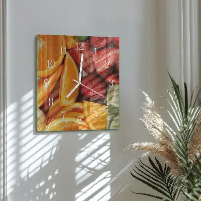 Decoratieve glazen klok vierkant Fruit