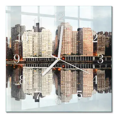Vierkante glazen wandklok Horizon