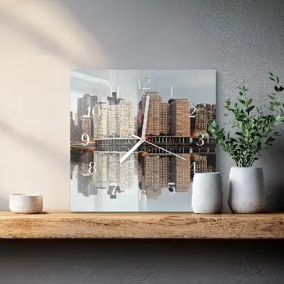 Vierkante glazen wandklok Horizon